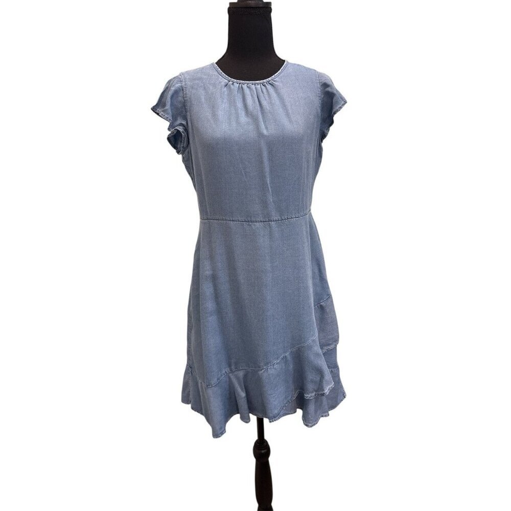 Banana Republic Women’s Chambray Ruffle Faux Wrap Size 8P